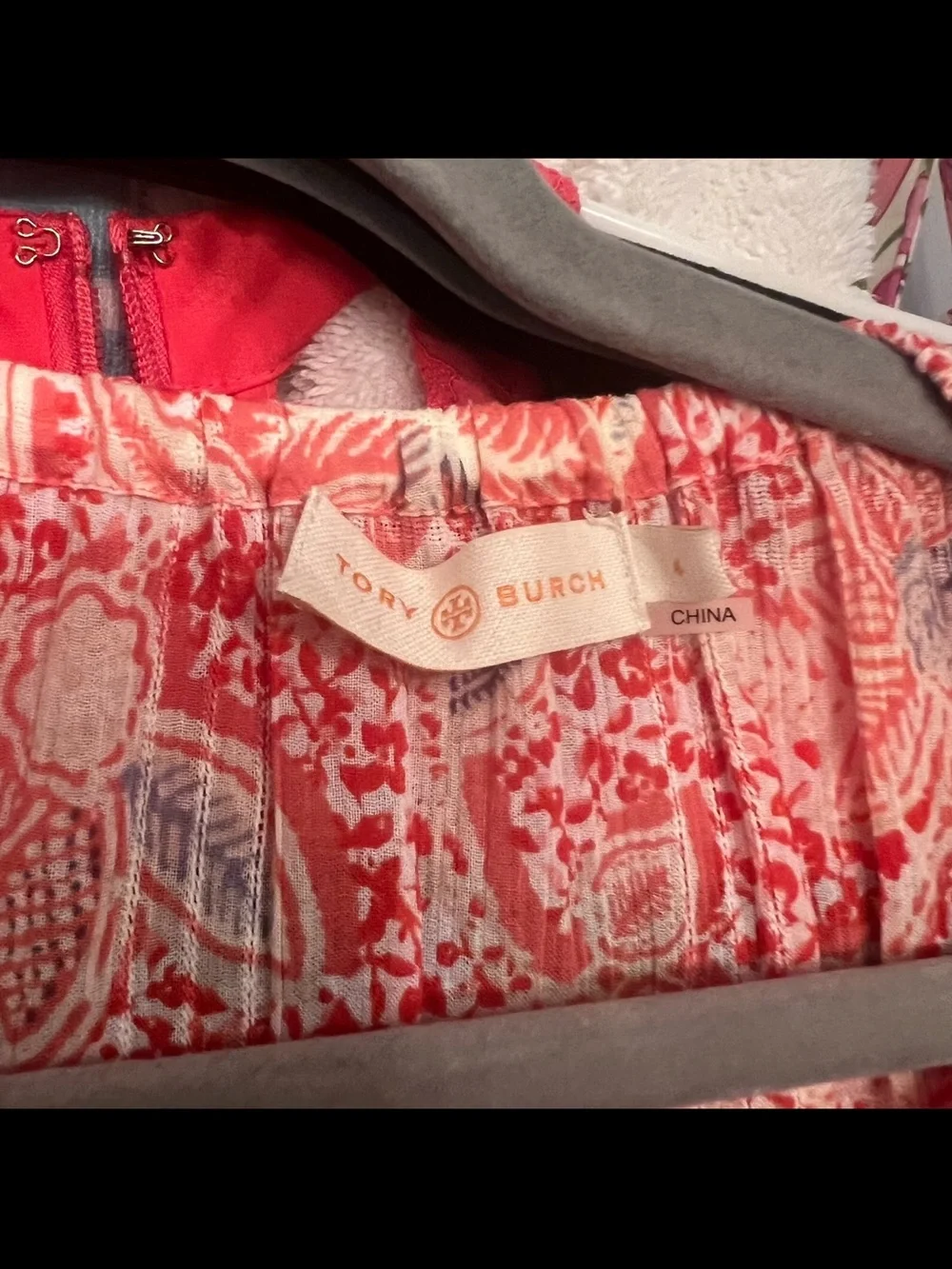 Tory Burch Coral Pink Paisley Midi Dress size 4